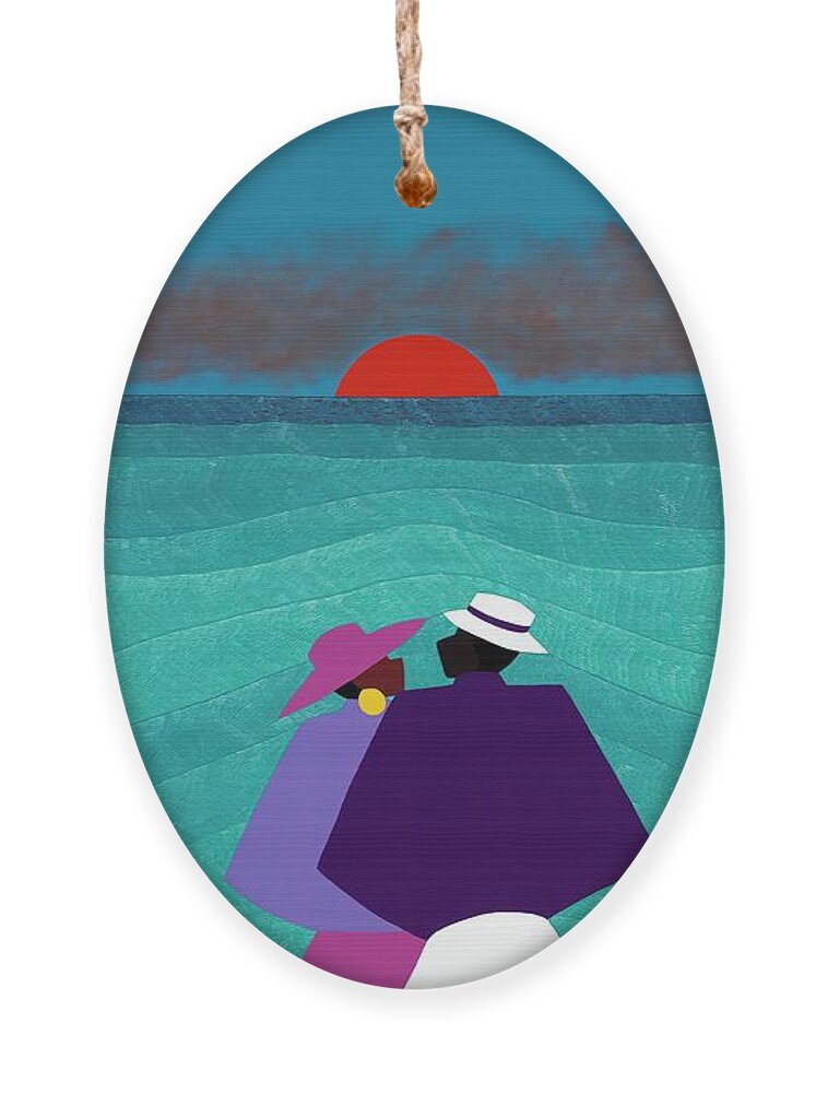 Caribbean Ornament featuring the painting A Turks and Caicos Sunset by Synthia SAINT JAMES