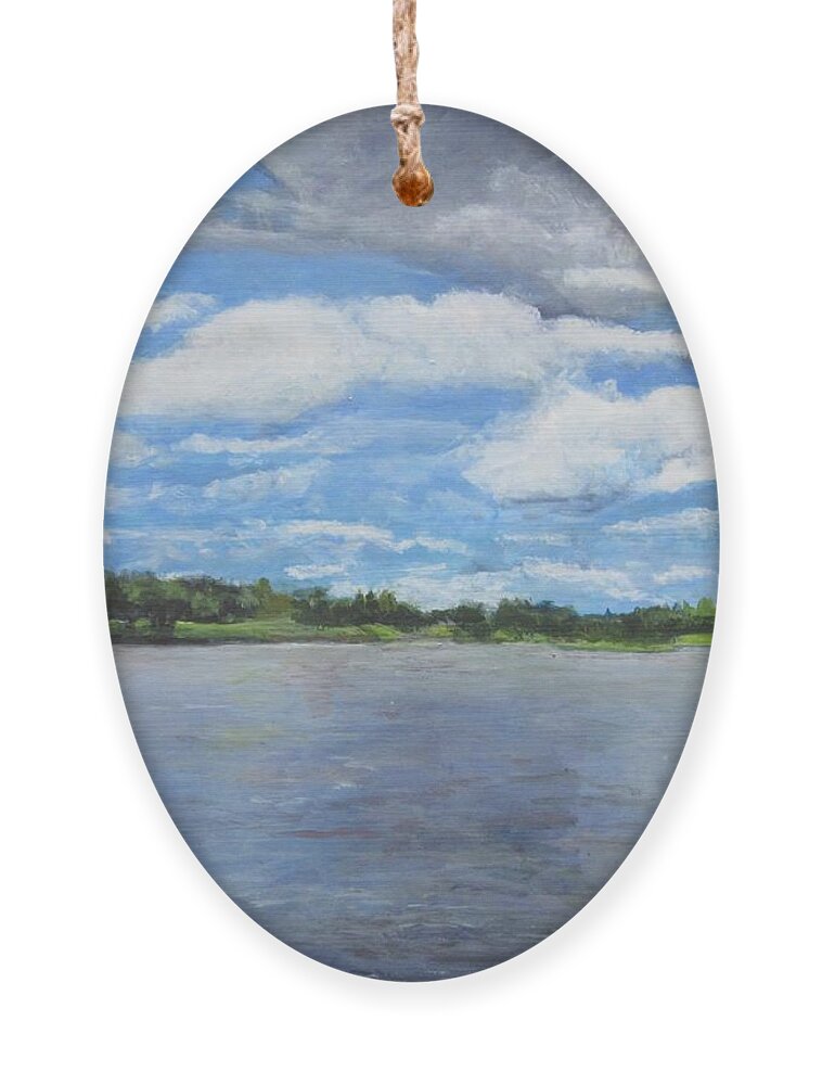 Painting Ornament featuring the painting A View on the Maurice River by Paula Pagliughi