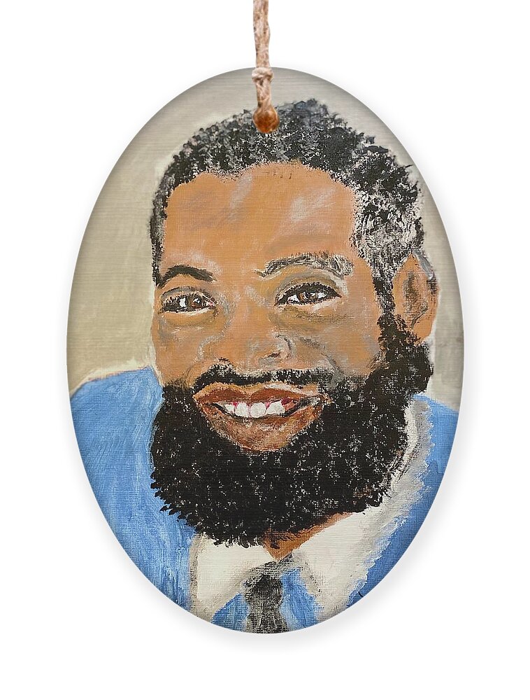 African-american Ornament featuring the painting AFRICAN-AMERICAN MAN Aaron by Melody Fowler