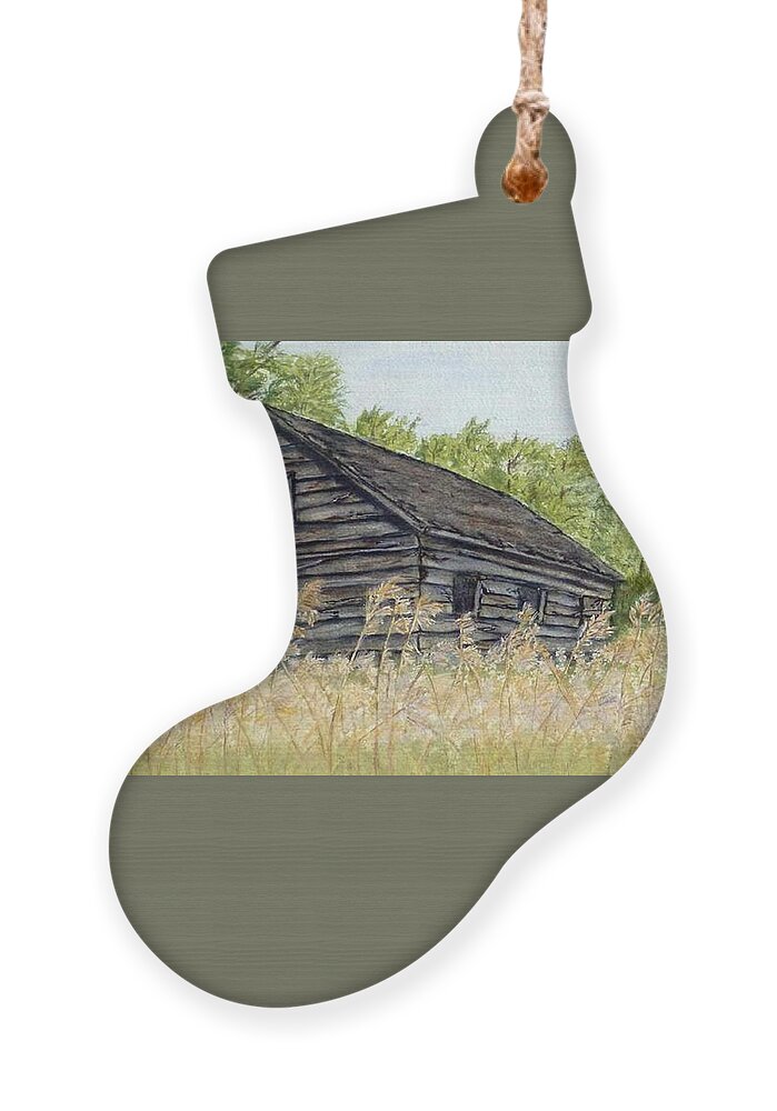 Cabin Ornament featuring the painting Abandoned Cabin by Kelly Mills