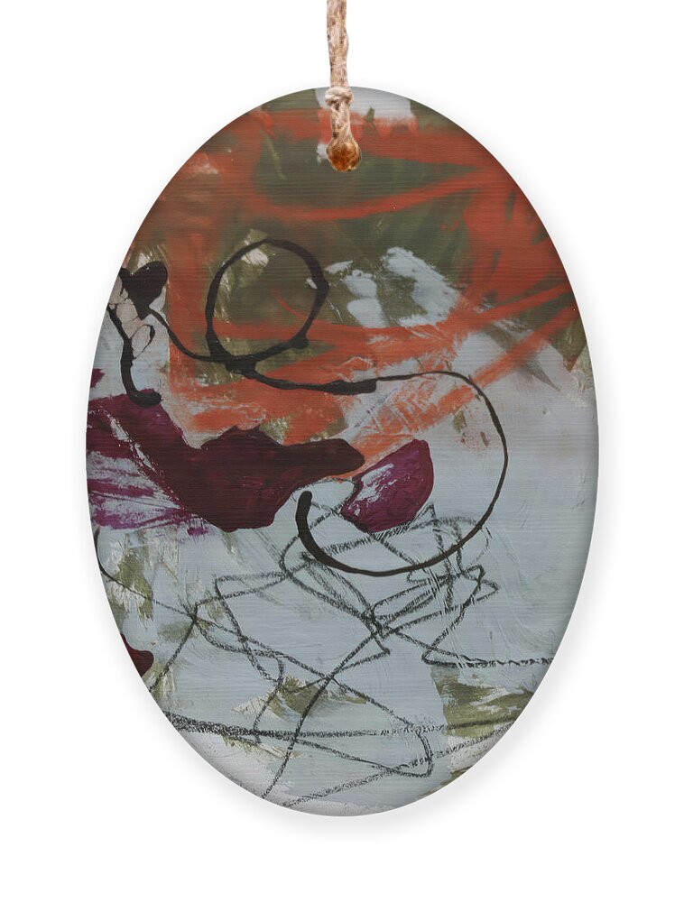 Abstract Art Ornament featuring the mixed media Abstract 928cn by Cathy Anderson