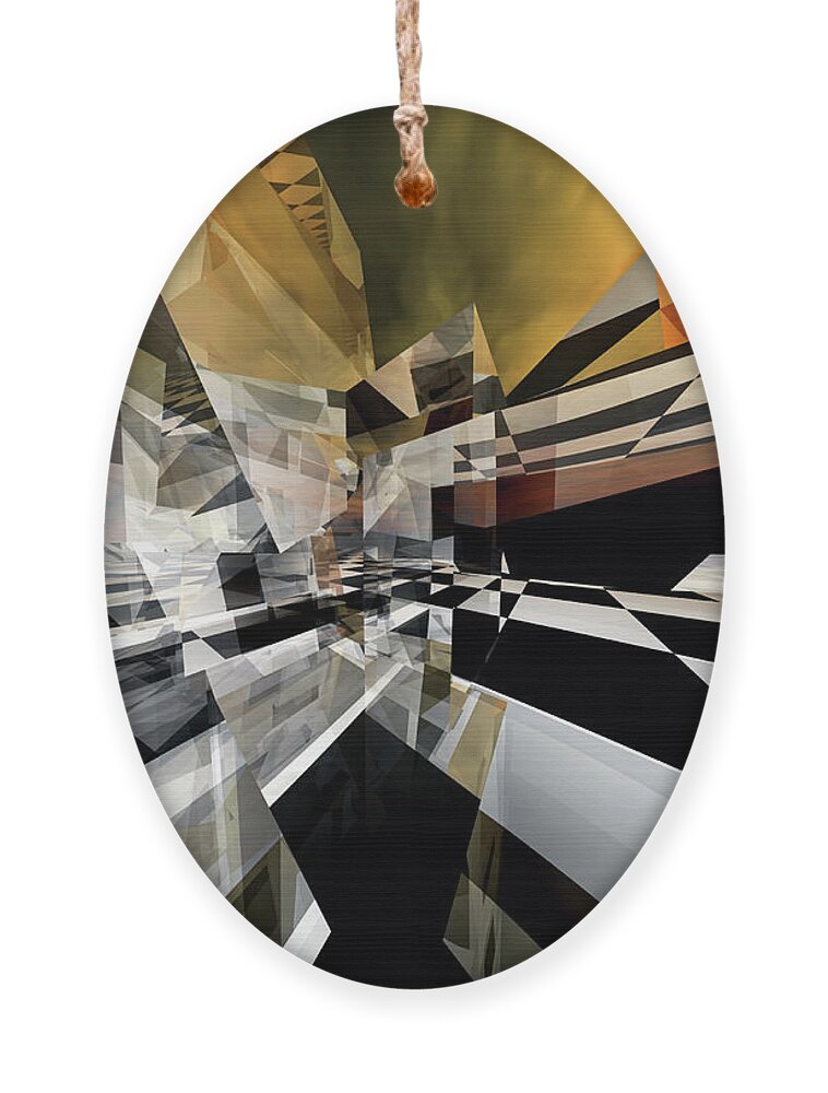 Sunset Ornament featuring the digital art Abstract Geometric Sunset by Phil Perkins
