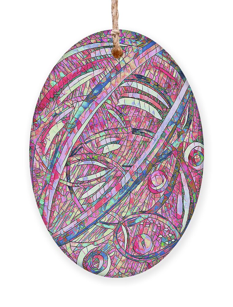 Abstract Ornament featuring the painting Abstract Pink Spirals Mosaic by Corinne Carroll
