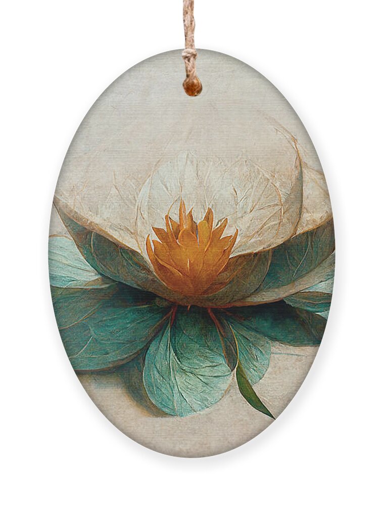 Water Ornament featuring the photograph Abstract water lily flower on white canvas background. by Jelena Jovanovic