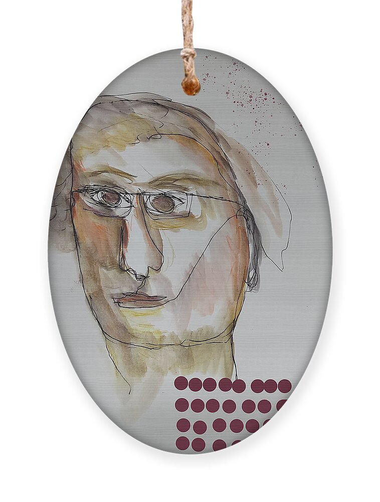 Abstract Ornament featuring the painting Abstracted realism portrait 3122023 by Cathy Anderson