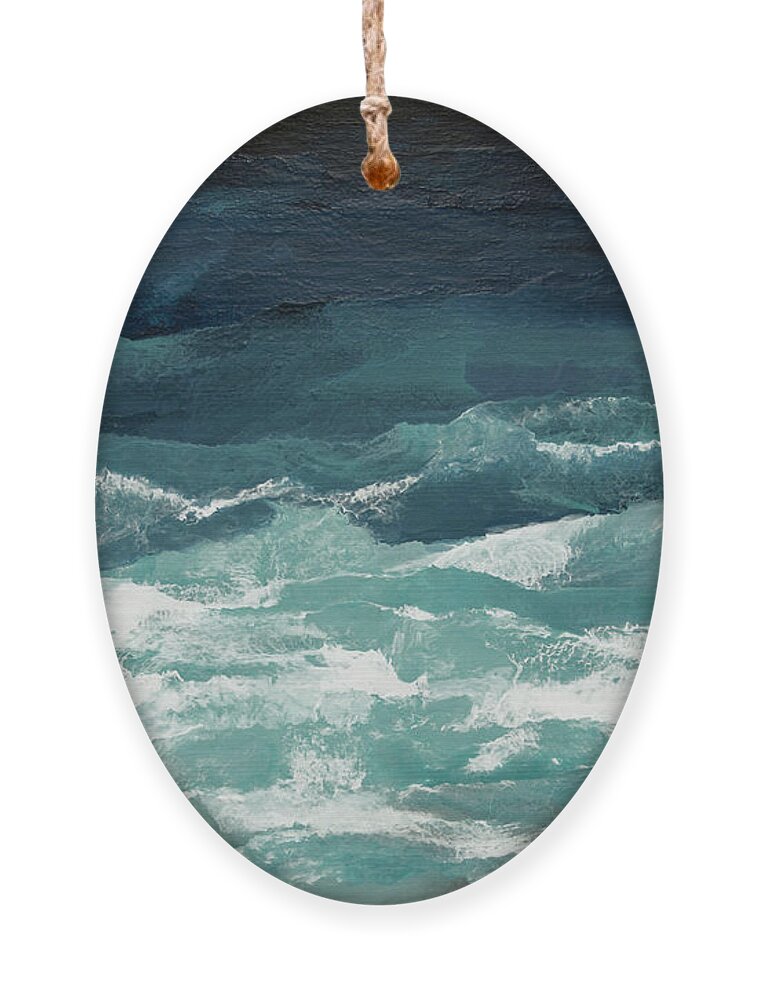  Abstract Seascape Ornament featuring the painting Abundant as the Seas by Linda Bailey