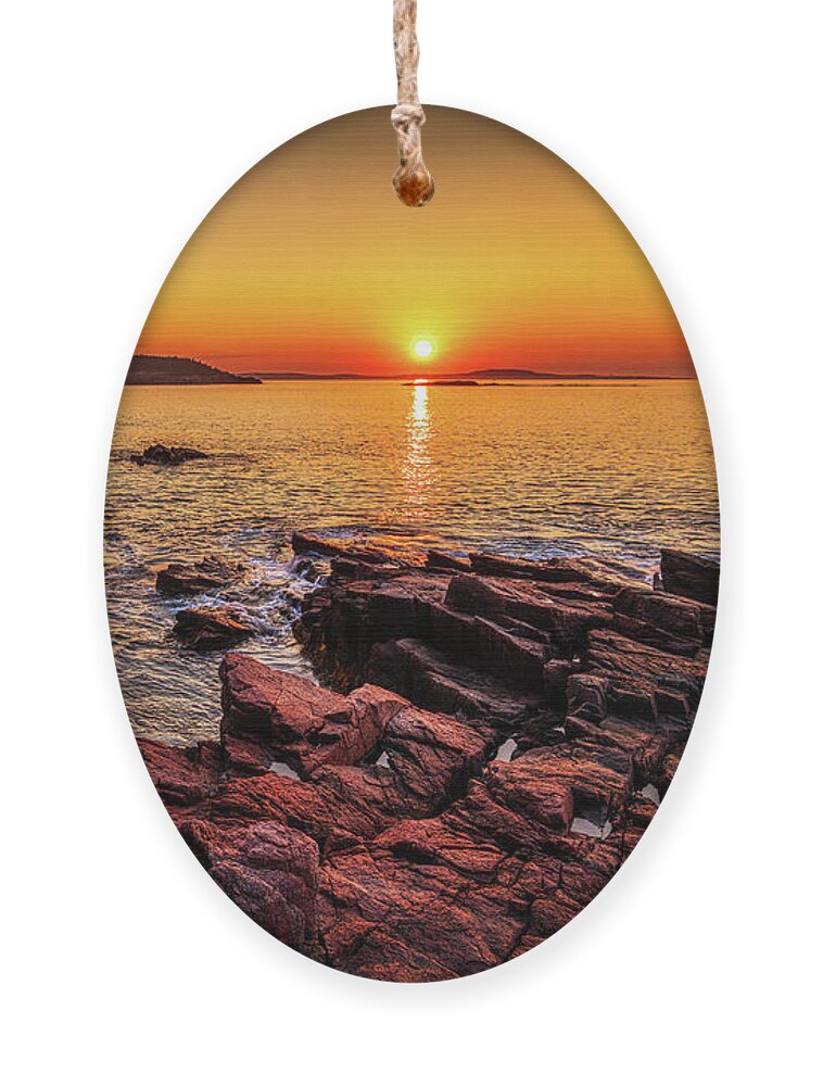 Acadia National Park Ornament featuring the photograph Acadia Sunrise 34A6065 by Greg Hartford