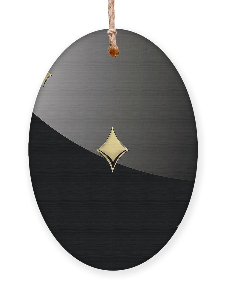 'gamble' Collection By Serge Averbukh Ornament featuring the digital art Ace of Diamonds in Gold on Black by Serge Averbukh