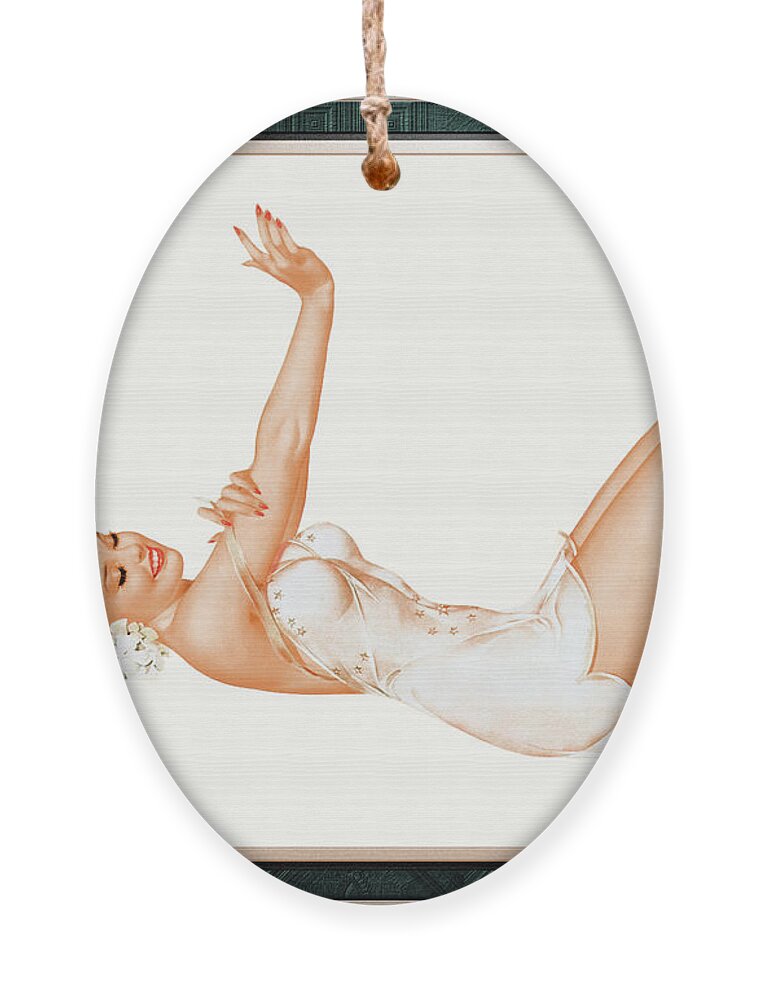 Admiration Ornament featuring the painting Admiration by Alberto Vargas Vintage Pin-Up Girl Art by Rolando Burbon