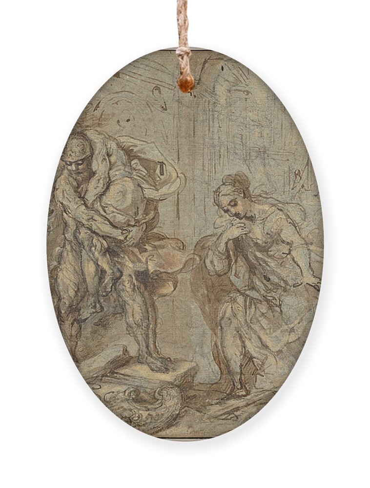 Federico Barocci Ornament featuring the drawing Aeneas Saving Anchises at the Fall of Troy by Federico Barocci