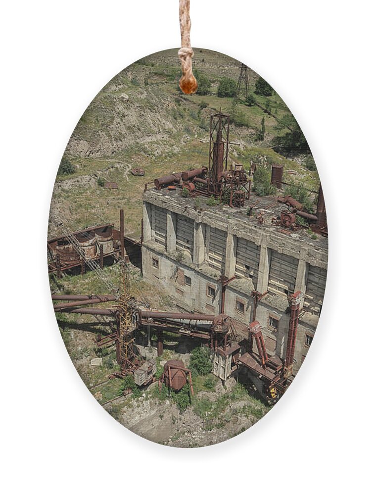 Industry Ornament featuring the photograph Aerial view of old abandoned plant by Mikhail Kokhanchikov