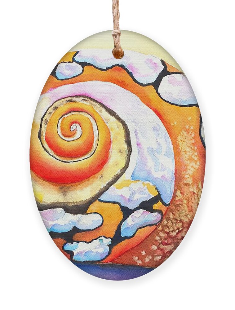 Shell Ornament featuring the painting African Turbo Shell by Carlin Blahnik CarlinArtWatercolor