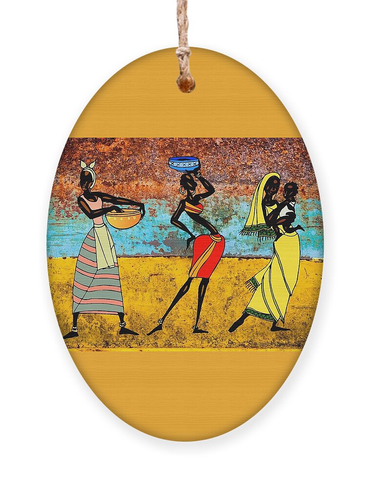 Afrique Ornament featuring the mixed media Afrique by Nancy Ayanna Wyatt