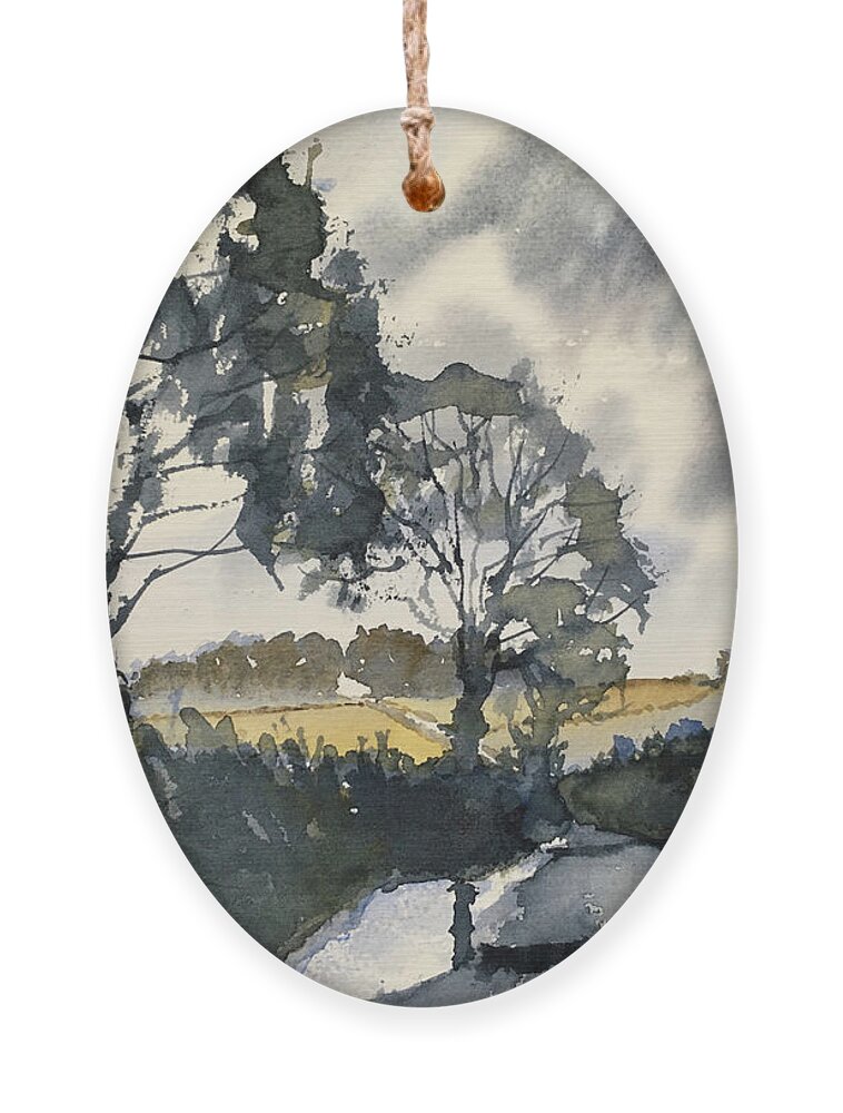 Watercolour Ornament featuring the painting After rain on the road to Duggleby by Glenn Marshall