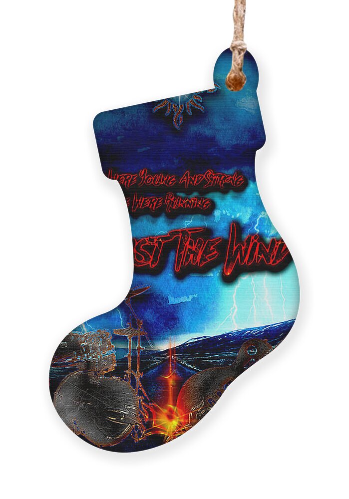 Classic Rock Music Ornament featuring the digital art Against The Wind by Michael Damiani