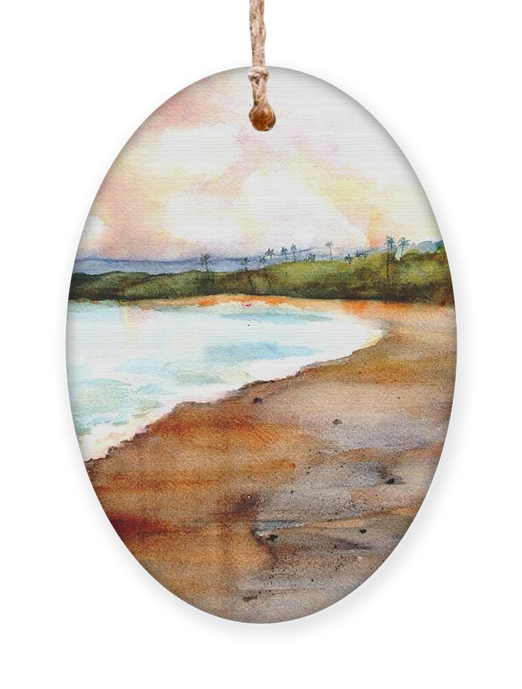Beach Ornament featuring the painting Aganoa Beach Savai'i by Carlin Blahnik CarlinArtWatercolor