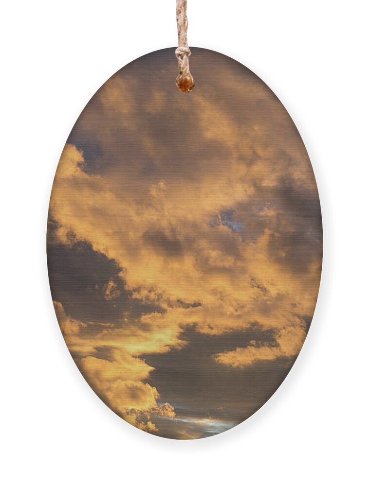 Clouds Ornament featuring the photograph Air and golden light, sea of clouds by Adriana Mueller