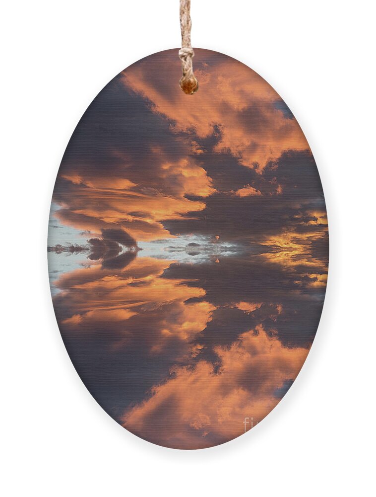 Sky Ornament featuring the digital art Air and orange light, a journey through time by Adriana Mueller