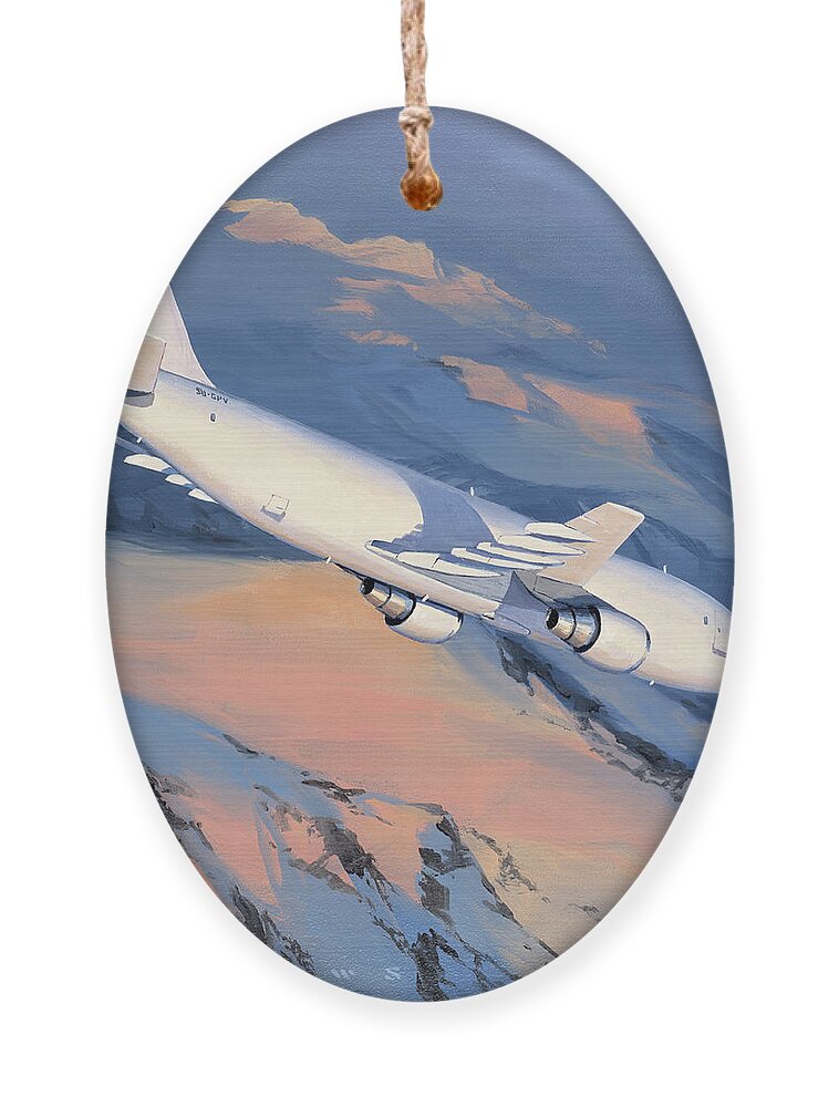 Aircraft Ornament featuring the painting Airbus A300 by Jack Fellows