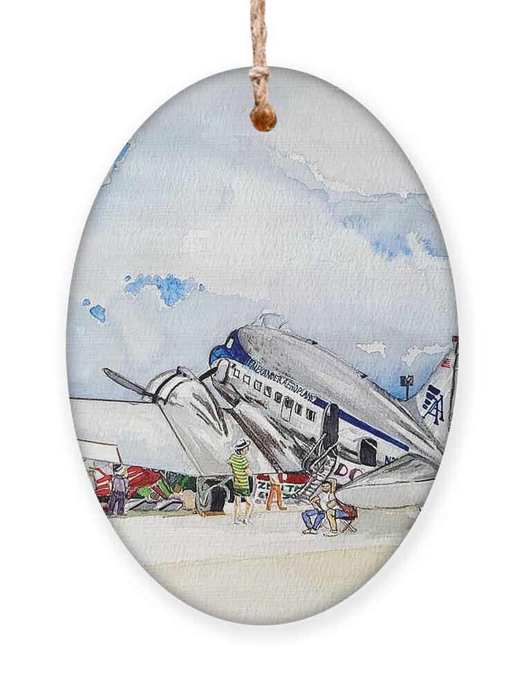 Airshow Ornament featuring the painting Airshow by Merana Cadorette