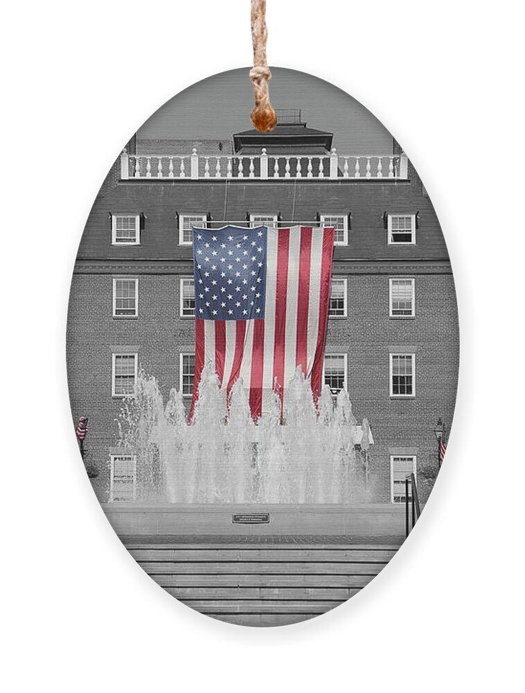 American Flag Ornament featuring the photograph Alexandria Virginia City Hall by Mike McGlothlen