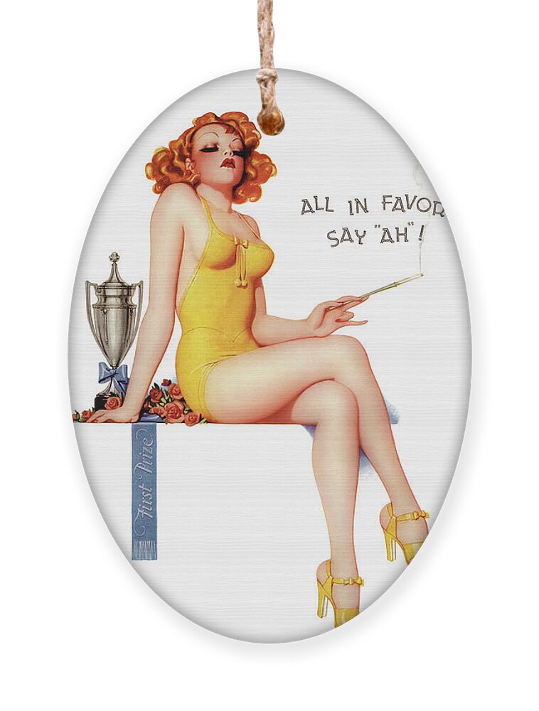 All In Favor Say Ah Ornament featuring the painting All In Favor Say Ah by Enoch Bolles Vintage Illustration Xzendor7 Art Reproductions by Rolando Burbon