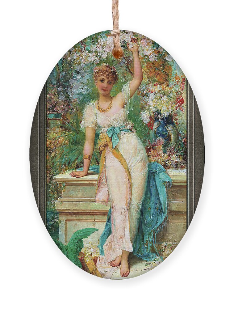 Allegory Of Spring Ornament featuring the painting Allegory Of Spring by Joseph Bernard by Rolando Burbon