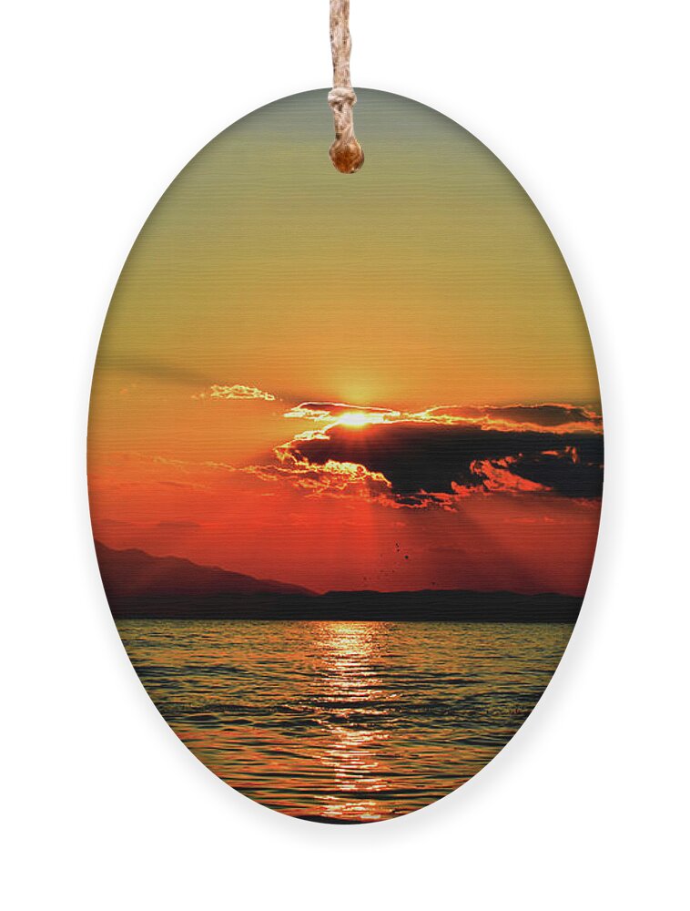 Amazing Sunset Ornament featuring the photograph Amazing Sunset Happiness by Leonida Arte