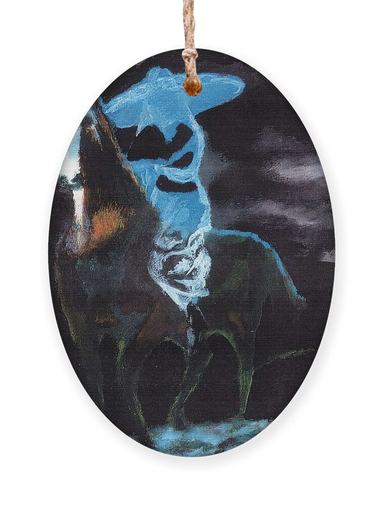 Horse Ornament featuring the painting Amazzone notturna by Enrico Garff