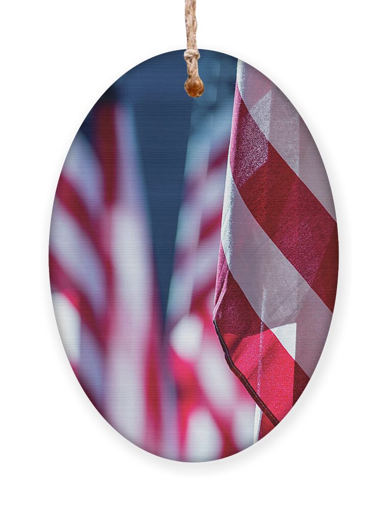 Flag Ornament featuring the photograph American Flags 2 by Amelia Pearn