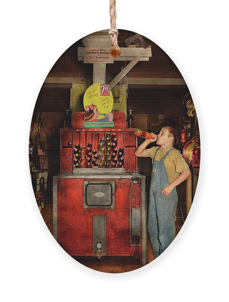 General Store Ornament featuring the photograph Americana - Soda - Sip it slowly 1939 by Mike Savad