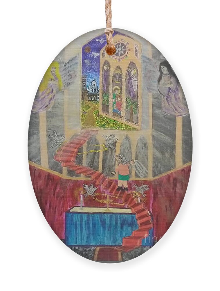God Ornament featuring the mixed media An Adventure Begins by David Westwood
