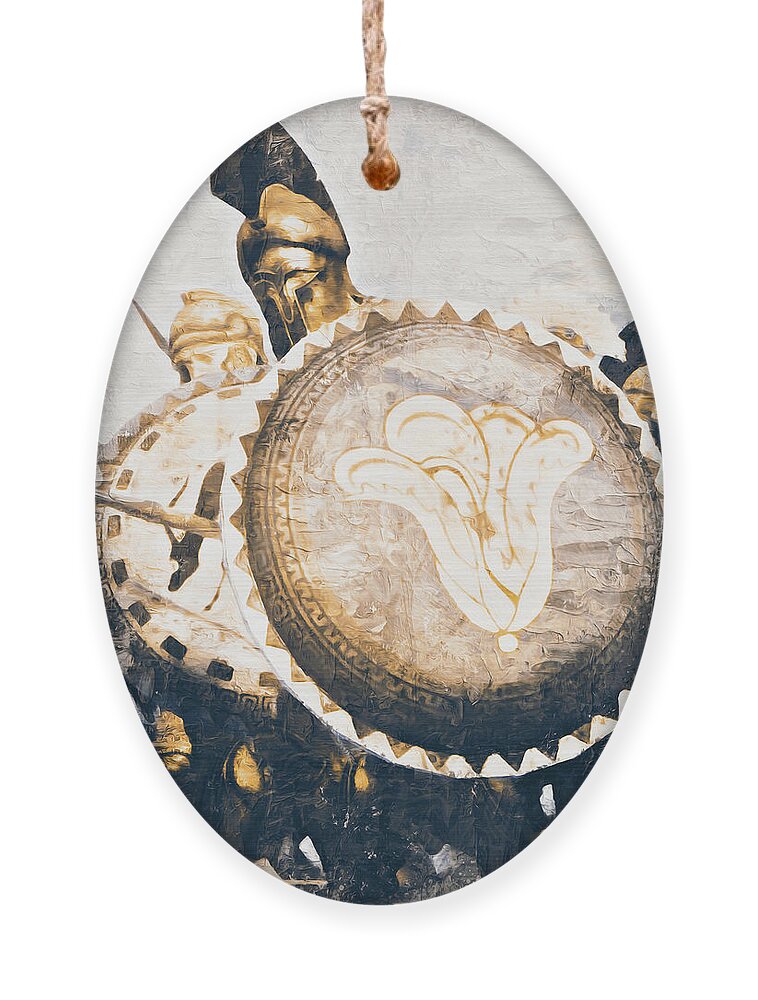 Greek Warrior Ornament featuring the painting Ancient Greek Hoplite - 01 by AM FineArtPrints