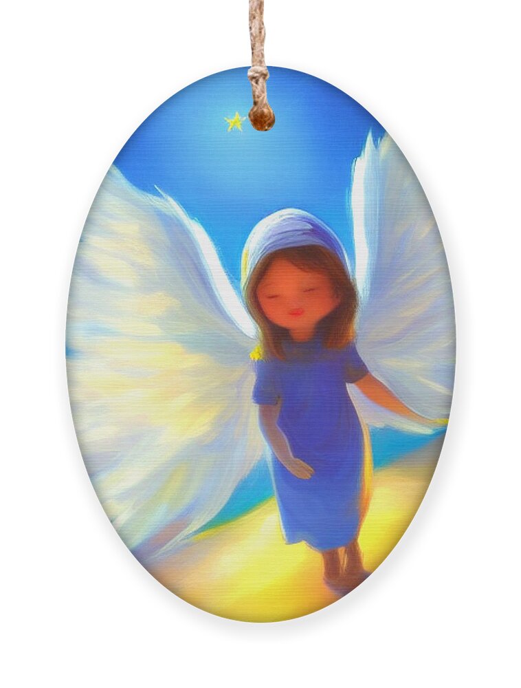 Angel Art Ornament featuring the digital art Angel Cherub by Caterina Christakos