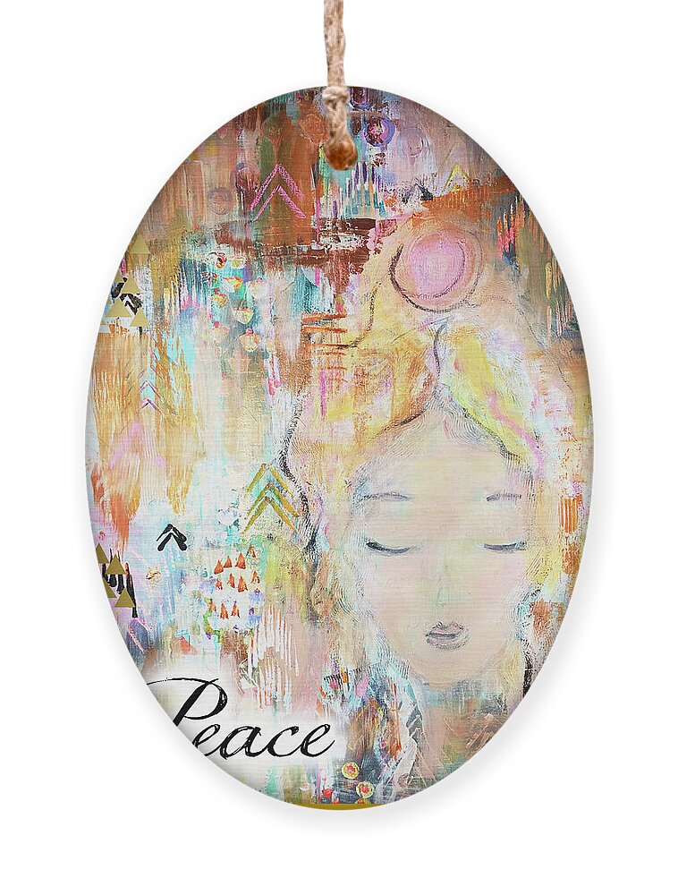 Peace Ornament featuring the drawing Angel by Claudia Schoen