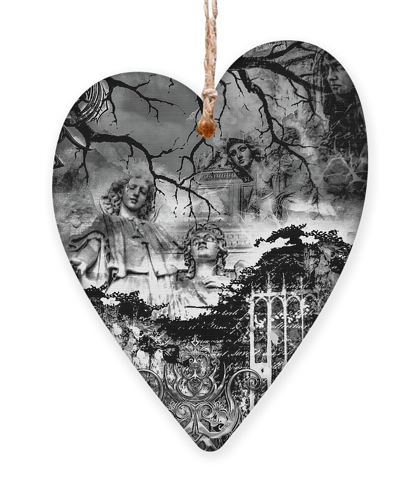 Angels Ornament featuring the digital art Angels In Gothica BW by Michael Damiani