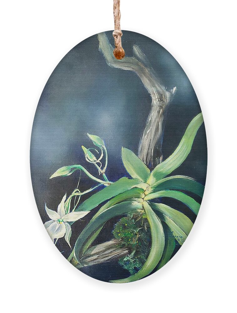 Angraecum Ornament featuring the painting Angraecum leonis by Merana Cadorette