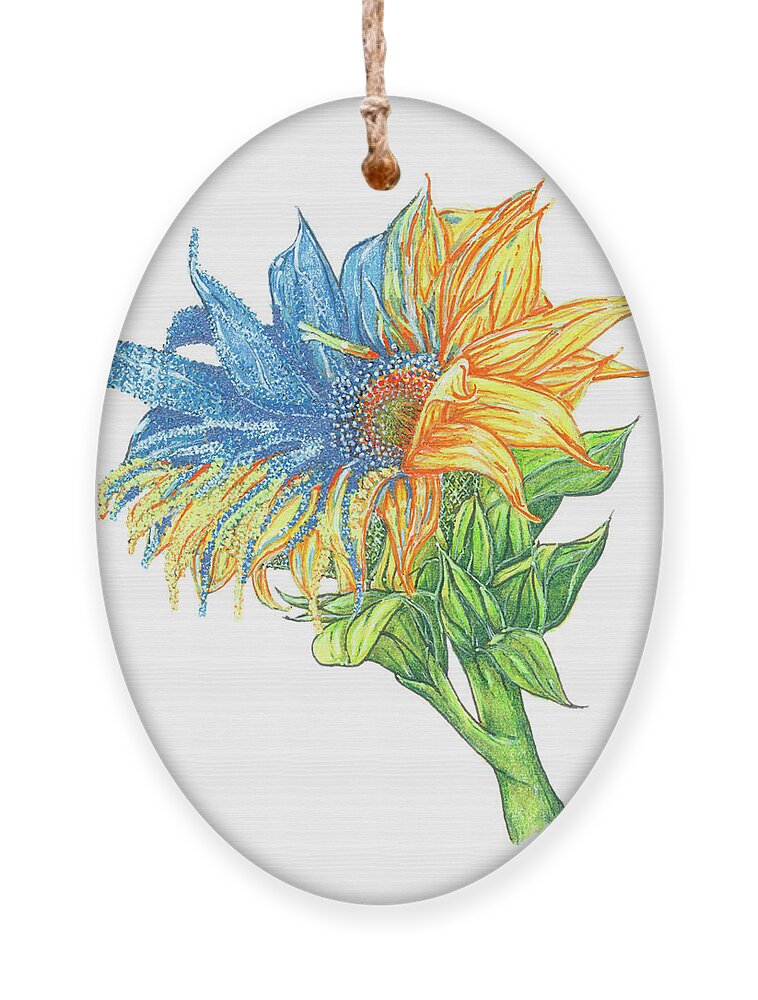 Ukraine Ornament featuring the mixed media Anna's Sunflower by Brenna Woods