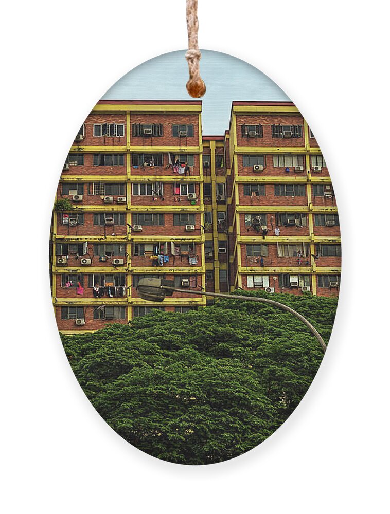 Apartments Ornament featuring the photograph Apartment Living - Asian Style by Elaine Teague