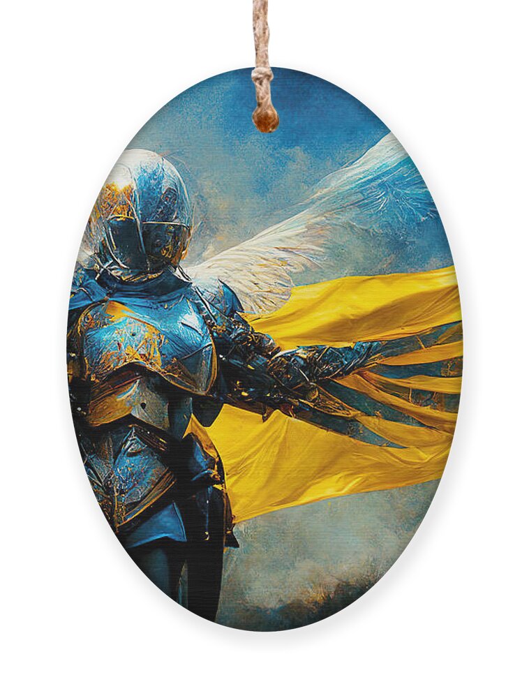 Angel Of Peace Ornament featuring the painting Archangel of Victory by Vart