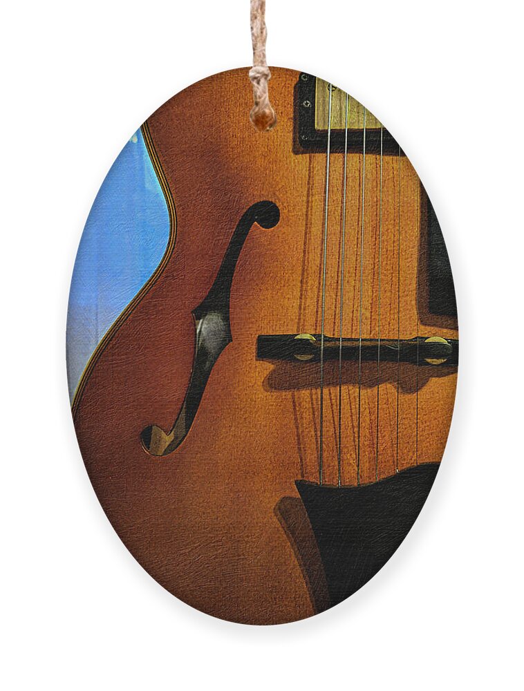 Jazz Ornament featuring the mixed media Archtop Guitar Detail by Bentley Davis