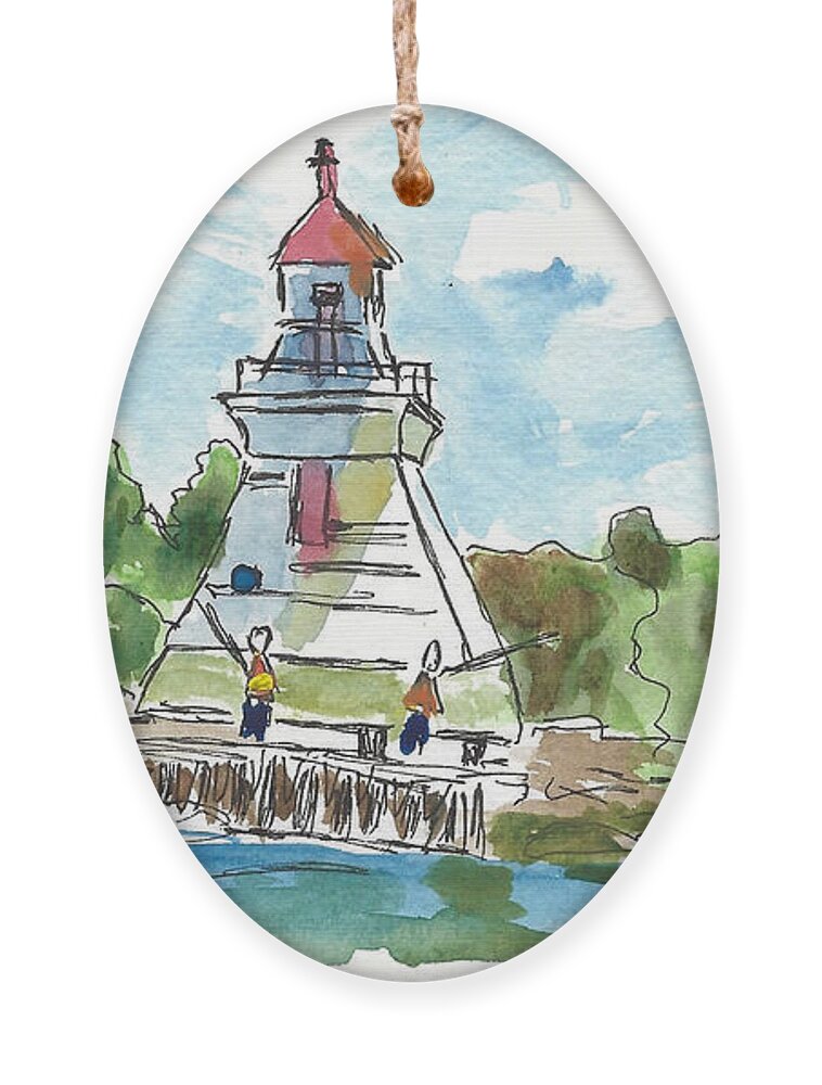 Lighthouse Ornament featuring the painting Around the LIghthouse by Ali Baucom