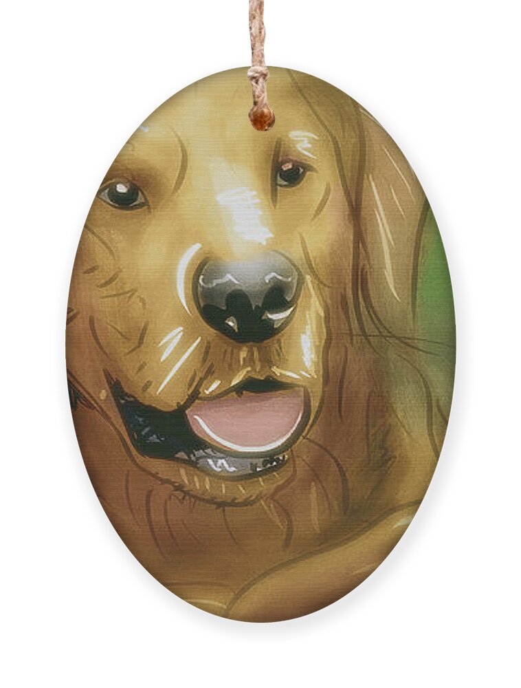 Dogs Ornament featuring the digital art Art - A Golden Friend by Matthias Zegveld