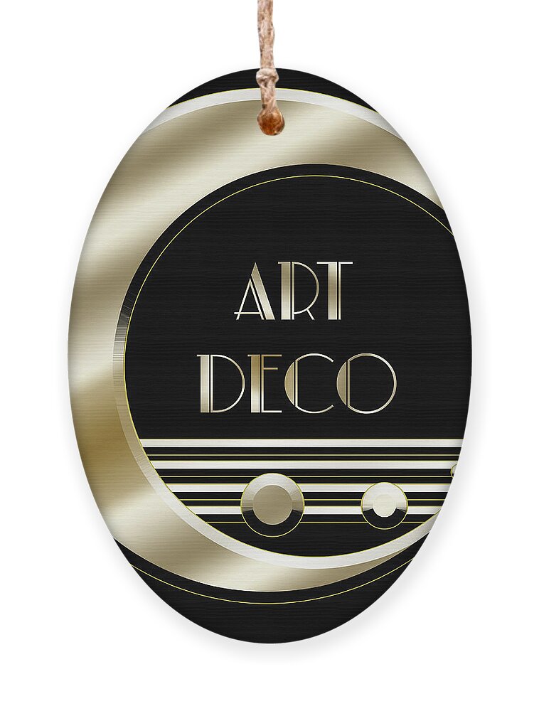 Artdeco Logo Gold Ornament featuring the digital art Art Deco Logo - Black and Gold by Chuck Staley