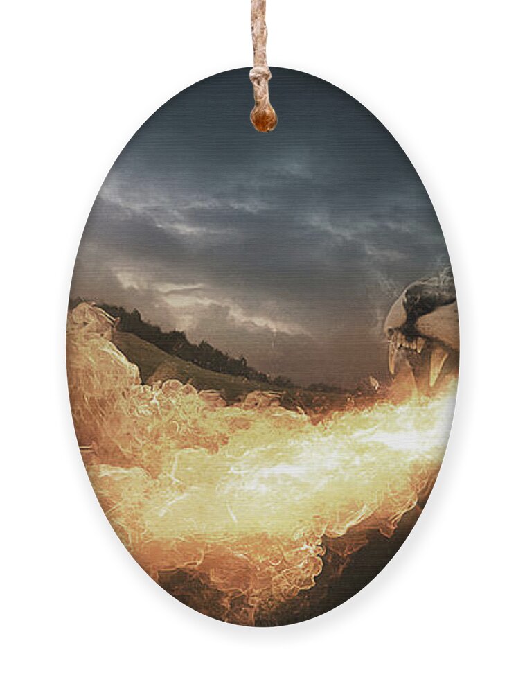 Lion Ornament featuring the digital art Art - Lion of Fire by Matthias Zegveld