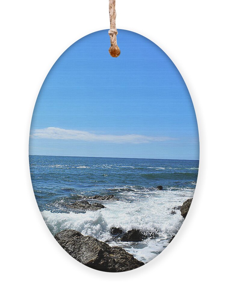 Sculpture Ornament featuring the photograph Art Sculpture And Beautiful Seascape With Waves by Leonida Arte
