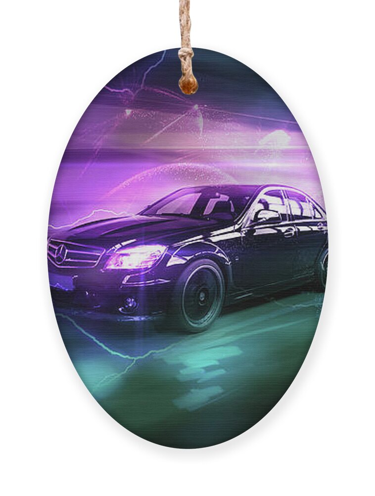 Mercedes Ornament featuring the digital art Art - The Awesome Mercedes by Matthias Zegveld