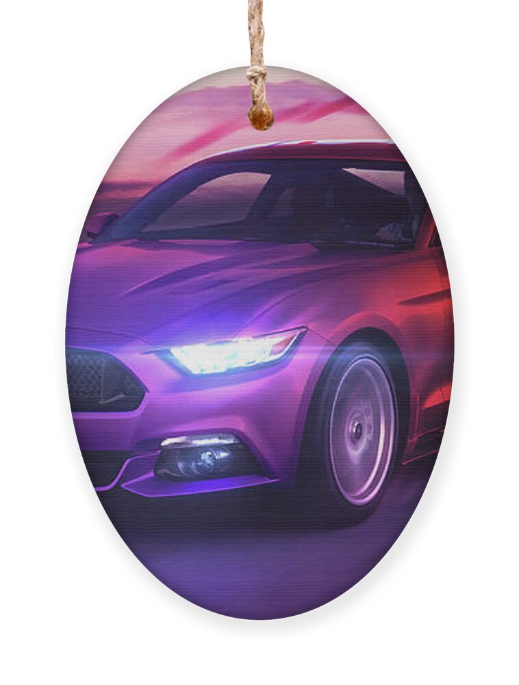 Cars Ornament featuring the digital art Art - The Great Ford Mustang by Matthias Zegveld