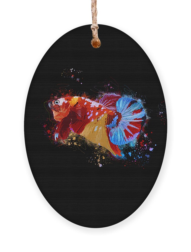 Artistic Ornament featuring the digital art Artistic Nemo Multicolor Betta Fish by Sambel Pedes