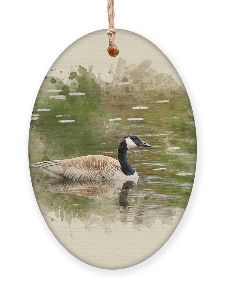 Canada Goose Ornament featuring the mixed media Canada Goose Watercolor Art by Christina Rollo